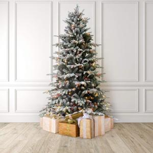 imageMartha Stewart Flocked Natural PreLit Artificial Christmas TreeMulticolored Lights