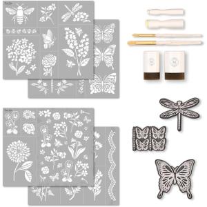 imageMartha Stewart Flora and Fauna Stencils Stamps and Tools Kit 13 pcFlora  Fauna