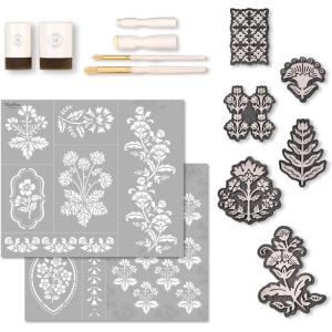 imageMartha Stewart Flora and Fauna Stencils Stamps and Tools Kit 13 pcVintage Florals