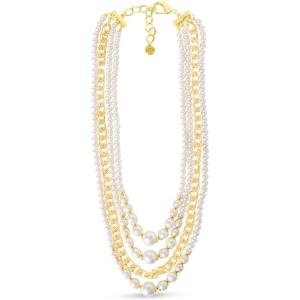 imageMartha Stewart Four Strand Pearl and Chain Necklace In Gold For Women