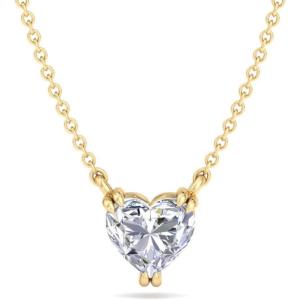 imageMartha Stewart Heart Shape Lab Grown Diamond Solitaire Necklace in 14 Karat Gold Lab Grown Diamond Necklaceyellowgold