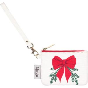imageMartha Stewart ID Zipper Wallet with Wristlet for Women Cute Holiday Badge Holder for TeacherNurse Holiday Bow