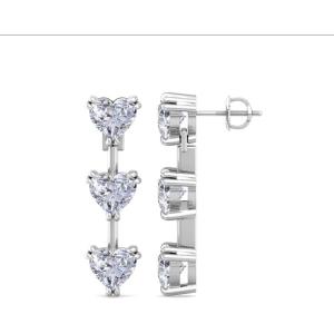 imageMartha Stewart Lab Grown Diamond Earrings Heart Shape Drop Style 14K Gold Fine Jewelry for Womenwhitegold