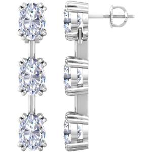 imageMartha Stewart Lab Grown Diamond Earrings Oval Shape Drop Style 14K Gold Fine Jewelry for Womenwhitegold