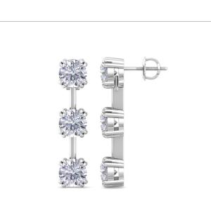 imageMartha Stewart Lab Grown Diamond Earrings Round Shape Drop Style 14K Gold Fine Jewelry for Womenwhitegold