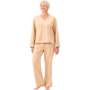 imageMartha Stewart Microfleece Sleepwear for Women  Cozy 2Piece Pajama Set  Buttery Soft Warm ampamp Perfect for LoungingCuban Sand