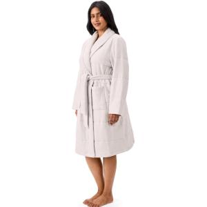 imageMartha Stewart MidLength Puffer Robe for Women  Cozy Quilted Sleepwear for Lounging or LayeringLt Grey Mix