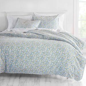 imageMartha Stewart Natalie King Size Duvet 3 Piece Set1 Duvet Cover 2 Pillow Shams Crinkle Velvet Texture Soft ampamp Royal Machine Wash 104quotx92quot with Button Closure ChampagneFloral Multi