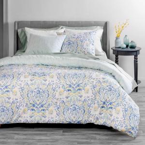 imageMartha Stewart Natalie King Size Duvet 3 Piece Set1 Duvet Cover 2 Pillow Shams Crinkle Velvet Texture Soft ampamp Royal Machine Wash 104quotx92quot with Button Closure ChampagneAqua