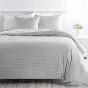 imageMartha Stewart Natalie King Size Duvet 3 Piece Set1 Duvet Cover 2 Pillow Shams Crinkle Velvet Texture Soft ampamp Royal Machine Wash 104quotx92quot with Button Closure ChampagneGrey
