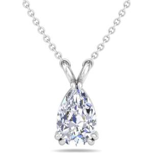 imageMartha Stewart Pear Shape Lab Grown Diamond Solitaire Necklace in 14 Karat Gold Lab Grown Diamond Necklacewhitegold