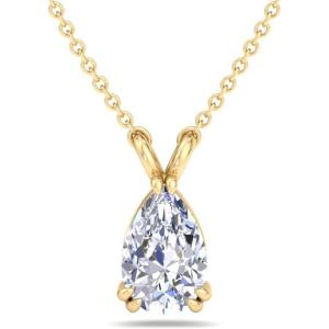 imageMartha Stewart Pear Shape Lab Grown Diamond Solitaire Necklace in 14 Karat Gold Lab Grown Diamond Necklaceyellowgold