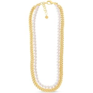 imageMartha Stewart Pearl and Curb Chain Necklace In Gold 24 Inches For Women