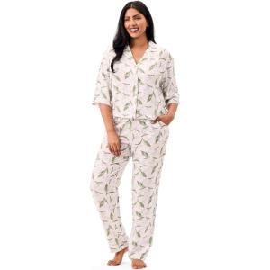 imageMartha Stewart Sleepwear for Women  Rayon 2Piece Notch Collar Short Sleeve Button Down Pajama Set  Soft ampamp LightweightBright White