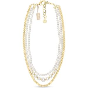 imageMartha Stewart Three Strand Pearl and Ball Necklace In Gold For Women
