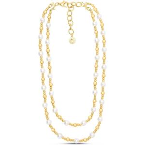 imageMartha Stewart Two Strand Pearl and Gold Ball Necklace 20 Inches For Women