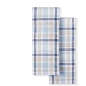 imageMartha Stewart Valley Plaid Kitchen Towel 2Pack Set Indigo 16quotx28quotIndigo