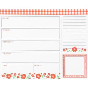 imageMartha Stewart Weekly Planner Notepad Grocery List Notepad with Daily Sections 10quot x 8quot Undated Desk Planner for Women Magnetic Backing Floral Cloud Dancer
