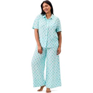 imageMartha Stewart Womens Crop Pant Pajama Set  Soft ampamp Breathable Sleepwear  2Pc Notch Collar Short Sleeve Button Down PJsIsland Paradise