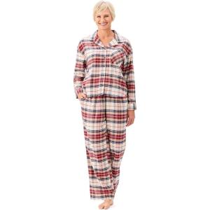 imageMartha Stewart Womens Flannel Pajama Set  CabinInspired 2Piece Sleepwear with Notch Collar Soft ampamp Cozy Fabric
