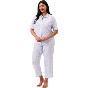 imageMartha Stewart Womens Pajama Capri Set  Lightweight Sleepwear  2Pc Capri Pant and Notch Collar Short Sleeve Button DownDutch Canal