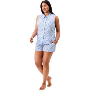imageMartha Stewart Womens Pajama Set  Soft Breathable Sleepwear  2Pc Notch Collar Short Sleeve Button Down  Relaxed ComfortDutch Canal