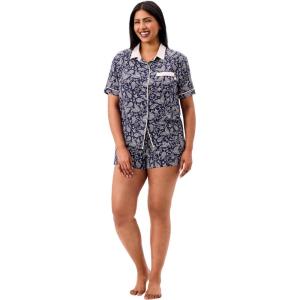 imageMartha Stewart Womens Pajama Set  Soft Breathable Sleepwear  2Pc Notch Collar Short Sleeve Button Down  Relaxed ComfortMedieval Blue