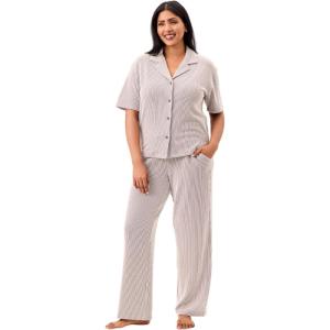 imageMartha Stewart Womens Pajama Shorts Set  Soft Ribbed Jersey Sleepwear  2Pc Short Sleeve Top and Shorts  Light and ComfyCharcoal