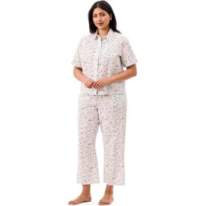 imageMartha Stewart Womens Poplin Pajama Set  2 pc Notch Collar Short Sleeve Top ampamp Pants  Soft Cotton Breathable SleepwearBright White