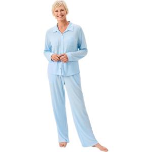 imageMartha Stewart Womens Waffle Pajama Set  2Piece Long Sleeve Notch Collar ButtonDown Sleepwear Soft ampamp Cozy