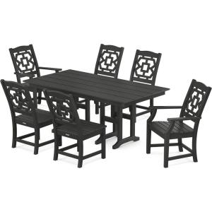 imageMartha Stewart by POLYWOOD Chinoiserie 7Piece Farmhouse Dining Set SandBlack