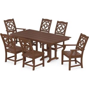 imageMartha Stewart by POLYWOOD Chinoiserie 7Piece Farmhouse Dining Set SandMahogany