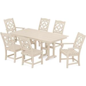 imageMartha Stewart by POLYWOOD Chinoiserie 7Piece Farmhouse Dining Set SandSand