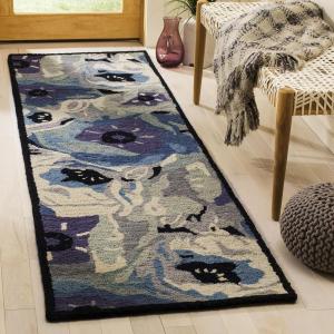 imageMartha Stewart x SAFAVIEH Area Rug Collection  3 x 5 Red Handmade Wool Ideal for Living Room Bedroom Foyer Accent Space MSR4872ABlue