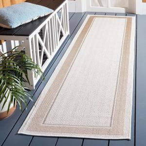 imageMartha Stewart x SAFAVIEH Outdoor Area Rug Collection  55quot x 77quot Ivory ampamp Beige Weather Resistant ampamp Washable Ideal for Patio Backyard Mudroom Deck Dining Space MSRO317BIvoryBeige