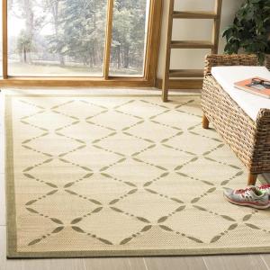 imageMartha Stewart x SAFAVIEH Outdoor Area Rug Collection  8 x 112quot Cream ampamp Green Weather Resistant ampamp Washable Ideal for Patio Backyard Mudroom Deck Dining Space MSR425214CreamGreen