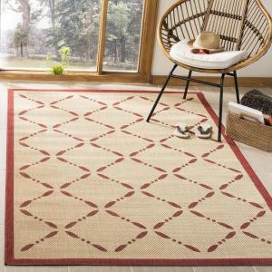 imageMartha Stewart x SAFAVIEH Outdoor Area Rug Collection  8 x 112quot Cream ampamp Green Weather Resistant ampamp Washable Ideal for Patio Backyard Mudroom Deck Dining Space MSR425214CremeRed