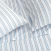 imageMartha Stewart  Queen Size Sheets Set Crisp amp Tailored Cooling Sheets with a Smooth Cotton Percale Lightweight Feel  Bed Sheets with Matching Pillowcases amp Fitted Sheet Francesca Stripe BeigeFrancesca Stripe Blue