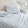 imageMartha Stewart  Queen Size Sheets Set Crisp amp Tailored Cooling Sheets with a Smooth Cotton Percale Lightweight Feel  Bed Sheets with Matching Pillowcases amp Fitted Sheet Francesca Stripe BeigeFrancesca Stripe Blue
