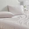 imageMartha Stewart  Queen Size Sheets Set Crisp amp Tailored Cooling Sheets with a Smooth Cotton Percale Lightweight Feel  Bed Sheets with Matching Pillowcases amp Fitted Sheet Francesca Stripe BeigeDitsy Vine Pink