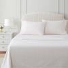 imageMartha Stewart  Queen Size Sheets Set Crisp amp Tailored Cooling Sheets with a Smooth Cotton Percale Lightweight Feel  Bed Sheets with Matching Pillowcases amp Fitted Sheet Francesca Stripe BeigeTicking Stripe Pink