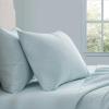 imageMartha Stewart  Queen Size Sheets Set Crisp amp Tailored Cooling Sheets with a Smooth Cotton Percale Lightweight Feel  Bed Sheets with Matching Pillowcases amp Fitted Sheet Francesca Stripe BeigeSmall Gingham Blue