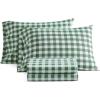 imageMartha Stewart  Queen Size Sheets Set Crisp amp Tailored Cooling Sheets with a Smooth Cotton Percale Lightweight Feel  Bed Sheets with Matching Pillowcases amp Fitted Sheet Francesca Stripe BeigeMadison Gingham Green