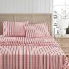 imageMartha Stewart  Queen Size Sheets Set Crisp amp Tailored Cooling Sheets with a Smooth Cotton Percale Lightweight Feel  Bed Sheets with Matching Pillowcases amp Fitted Sheet Francesca Stripe BeigeRose Ribbon Red
