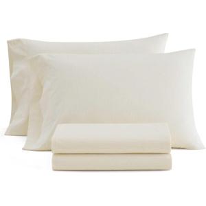 imageMartha Stewart  Queen Size Sheets Set Crisp amp Tailored Cooling Sheets with a Smooth Cotton Percale Lightweight Feel  Bed Sheets with Matching Pillowcases amp Fitted Sheet Francesca Stripe BeigeStripe Yellow