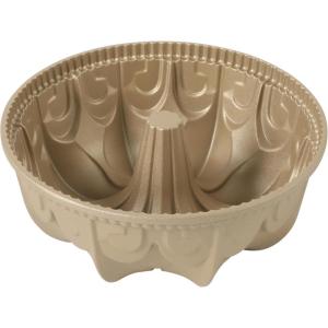 imageMartha Stewart Dunelle Decorative Fluted Cast Aluminum Bundt Cake Pan  12Cup Nonstick Tube Pan Champagne Gold BakewareChampagne Gold