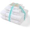 imageMartha Stewart  Bath Towels Soft amp Absorbent 100 Cotton Towels Plush 700 GSM 6Piece Bathroom Towel Set with Textured Dobby Weave Skyland Manor GreenSkyland Manor White
