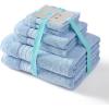 imageMartha Stewart  Bath Towels Soft amp Absorbent 100 Cotton Towels Plush 700 GSM 6Piece Bathroom Towel Set with Textured Dobby Weave Skyland Manor GreenSkyland Manor Blue
