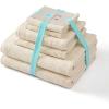 imageMartha Stewart  Bath Towels Soft amp Absorbent 100 Cotton Towels Solid 500 GSM 6Piece Bathroom Towel Set with Textured Weave Bedford Cottage GreenBedford Cottage Beige