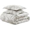 imageMartha Stewart  Queen Comforter Set Naturally Soft CottonRich Jacquard Bedding wMatching Pillowcases Textured 3 Piece Bed Set Garden Trellis WhiteAvery Floral Grey